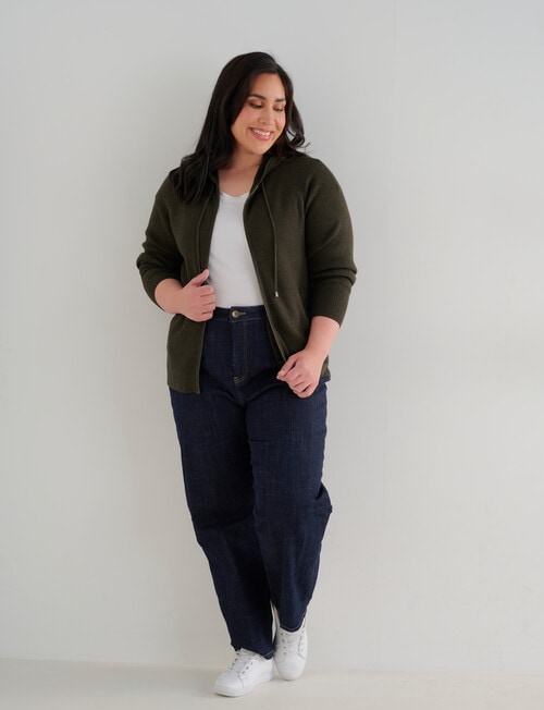 North South Curve Merino Blend Rib Cardigan, Sea Kelp product photo View 03 L