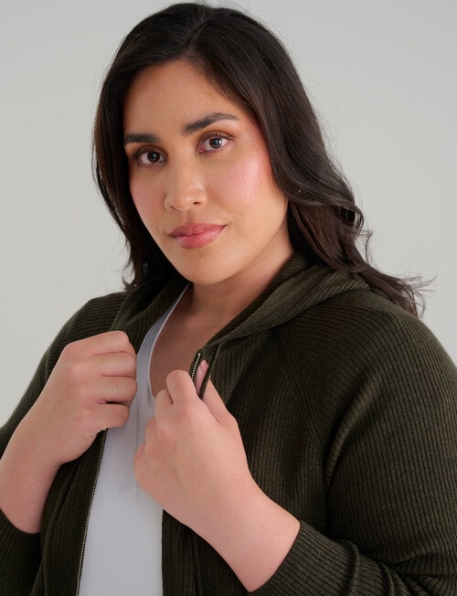 North South Curve Merino Blend Rib Cardigan, Sea Kelp product photo View 04 L