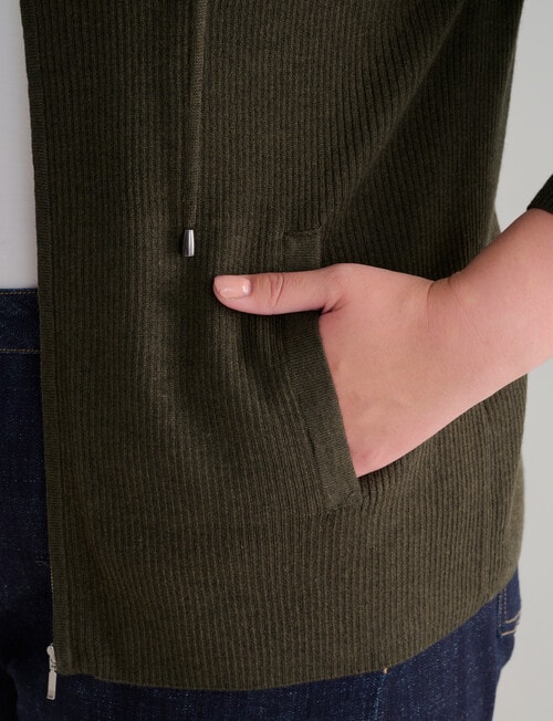 North South Curve Merino Blend Rib Cardigan, Sea Kelp product photo View 05 L