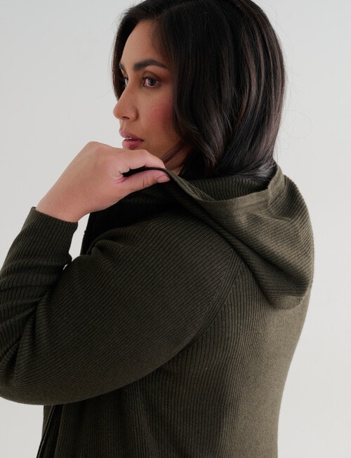 North South Curve Merino Blend Rib Cardigan, Sea Kelp product photo View 06 L