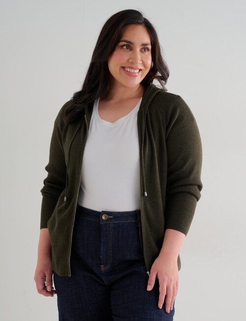 North South Curve Merino Blend Rib Cardigan, Sea Kelp product photo View 07 L