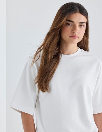 Mineral Boxy Oversize Short Sleeve Tee, Ivory product photo