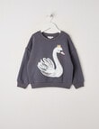 Mac & Ellie Swan Crew Neck Sweatshirt, Charcoal product photo