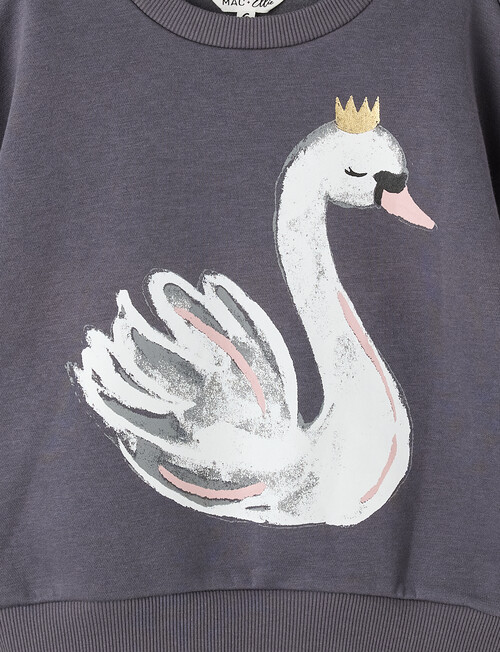 Mac & Ellie Swan Crew Neck Sweatshirt, Charcoal product photo View 03 L