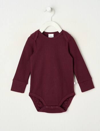 Teeny Weeny Rib Essentials Long-Sleeve Bodysuit, Cherry product photo