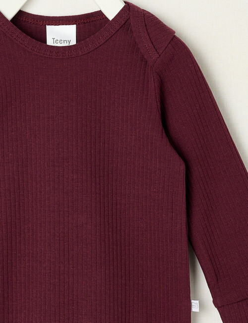 Teeny Weeny Rib Essentials Long-Sleeve Bodysuit, Cherry product photo View 02 L