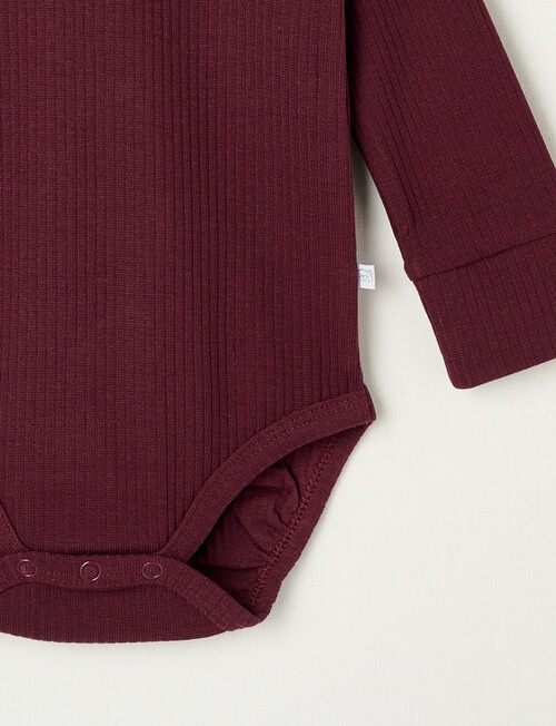 Teeny Weeny Rib Essentials Long-Sleeve Bodysuit, Cherry product photo View 03 L