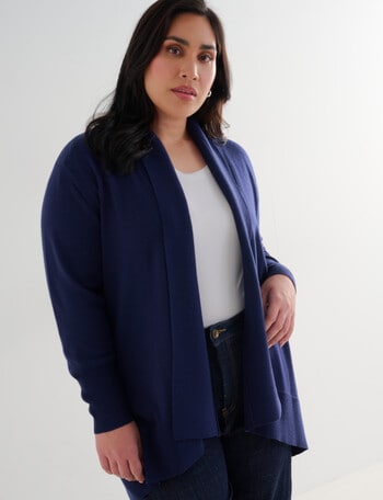 North South Curve Merino Blend Shawl Collar Cardigan, Midnight product photo