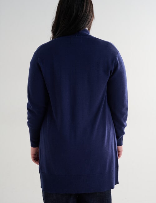 North South Curve Merino Blend Shawl Collar Cardigan, Midnight product photo View 02 L