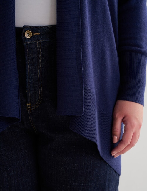 North South Curve Merino Blend Shawl Collar Cardigan, Midnight product photo View 05 L