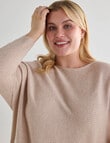North South Curve Merino Blend Rib Knit Sweater, Latte Marle product photo