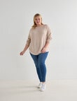 North South Curve Merino Blend Rib Knit Sweater, Latte Marle product photo View 03 S