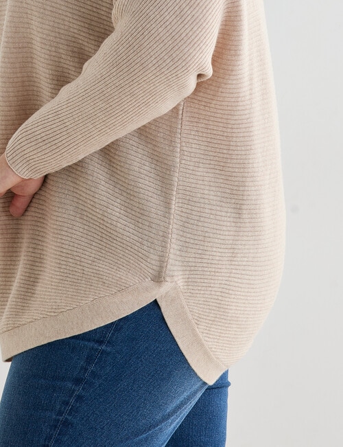 North South Curve Merino Blend Rib Knit Sweater, Latte Marle product photo View 07 L