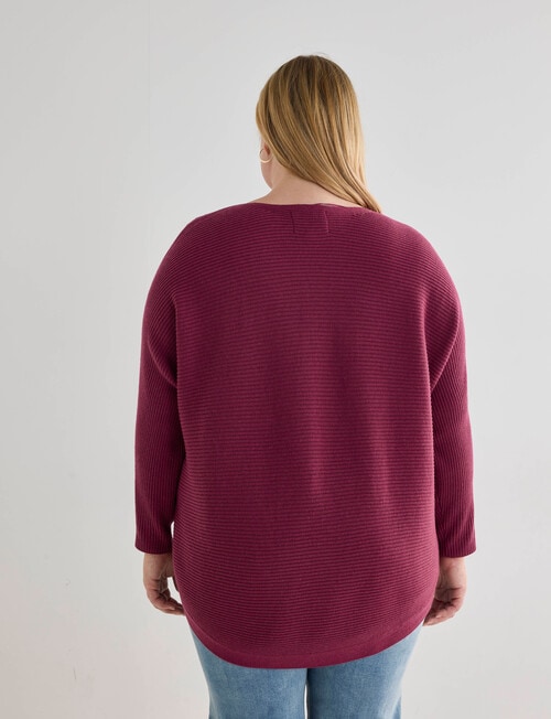 North South Curve Merino Blend Rib Knit Sweater, Plum Berry product photo View 02 L