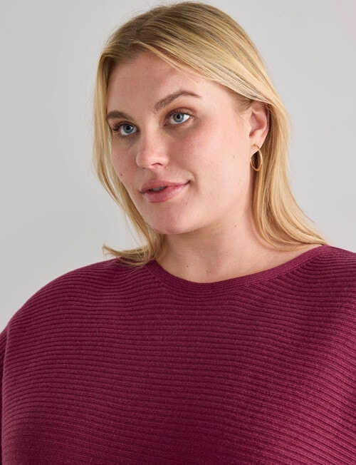 North South Curve Merino Blend Rib Knit Sweater, Plum Berry product photo View 04 L