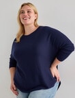North South Curve Merino Blend Curve Hem Jumper, Midnight product photo View 04 S