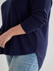 North South Curve Merino Blend Curve Hem Jumper, Midnight product photo View 06 S