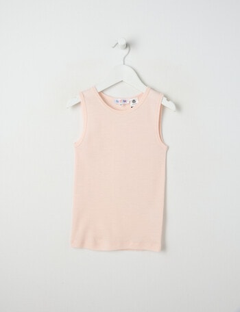 Blue Ink Merino Singlet, Powder Pink, 3-7 product photo