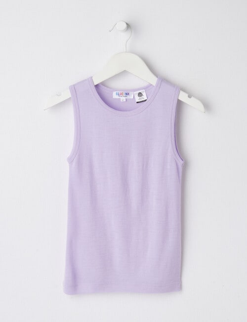 Blue Ink Merino Singlet, Soft Lilac, 2-7 product photo