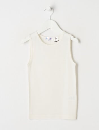 Blue Ink Merino Singlet, Winter White, 2-7 product photo