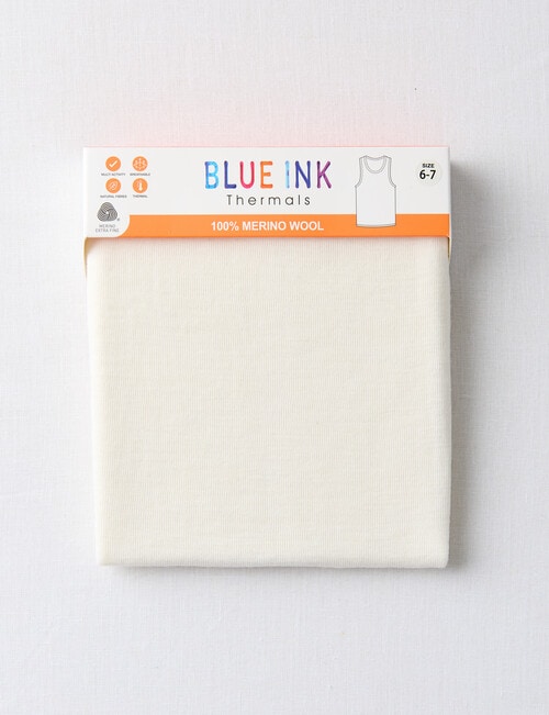 Blue Ink Merino Singlet, Winter White, 2-7 product photo View 02 L