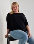 North South Curve Merino Blend Curve Hem Jumper, Black product photo