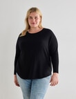 North South Curve Merino Blend Curve Hem Jumper, Black product photo View 04 S