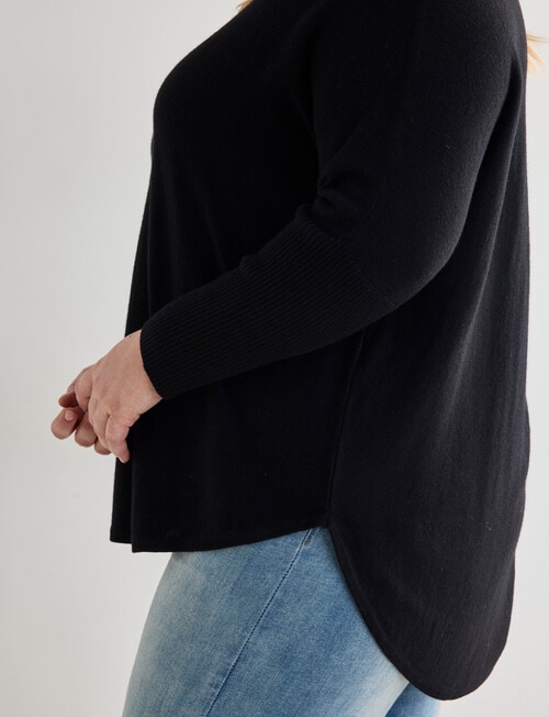 North South Curve Merino Blend Curve Hem Jumper, Black product photo View 07 L