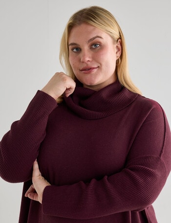 North South Curve Merino Blend Roll Neck Sweater, Cherry Lacquer product photo