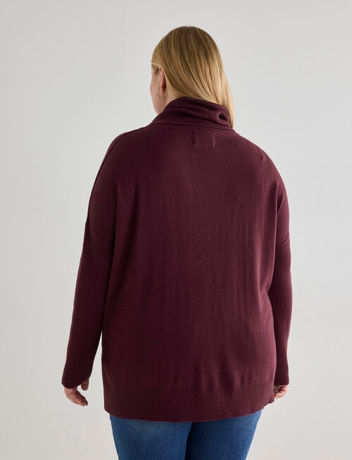 North South Curve Merino Blend Roll Neck Sweater, Cherry Lacquer product photo View 02 L