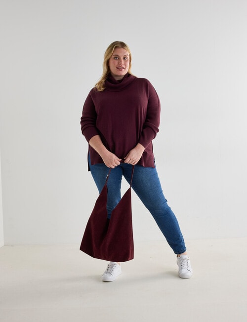 North South Curve Merino Blend Roll Neck Sweater, Cherry Lacquer product photo View 03 L