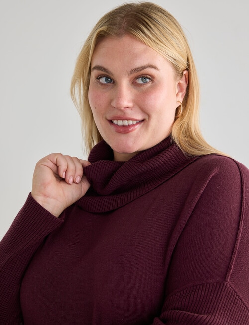 North South Curve Merino Blend Roll Neck Sweater, Cherry Lacquer product photo View 05 L
