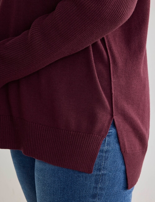 North South Curve Merino Blend Roll Neck Sweater, Cherry Lacquer product photo View 07 L