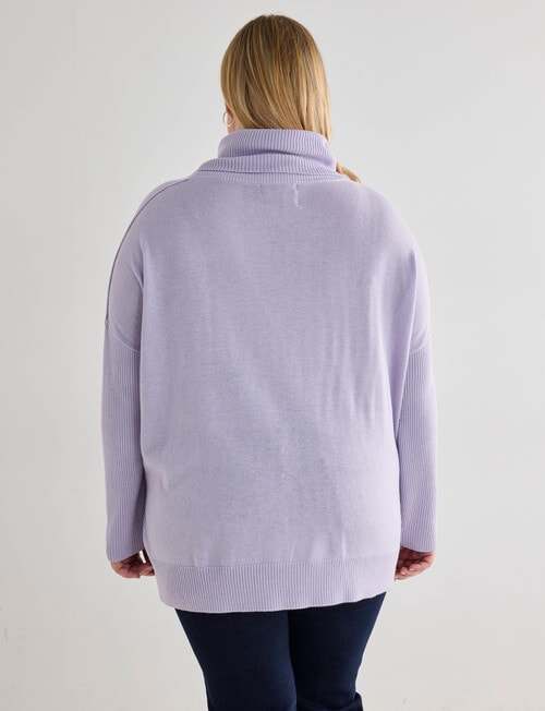 North South Curve Merino Blend Roll Neck Sweater, Galactic Lilac product photo View 02 L