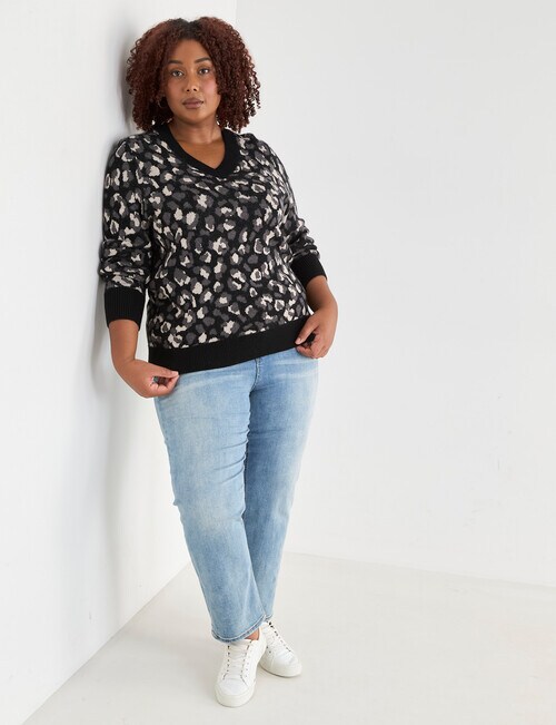 North South Curve Merino Blend V-Neck Sweater, Animal product photo View 03 L