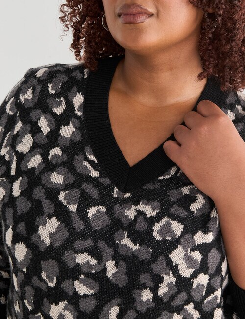 North South Curve Merino Blend V-Neck Sweater, Animal product photo View 04 L