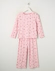 Sleep Mode Pink Hearts Rib Long PJ Set, Pink Sorbet, 2-8 product photo