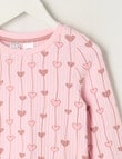 Sleep Mode Pink Hearts Rib Long PJ Set, Pink Sorbet, 2-8 product photo View 02 S
