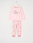 Sleep Mode Fawn & Friend Knit Long PJ Set, Pink Sorbet, 2-8 product photo