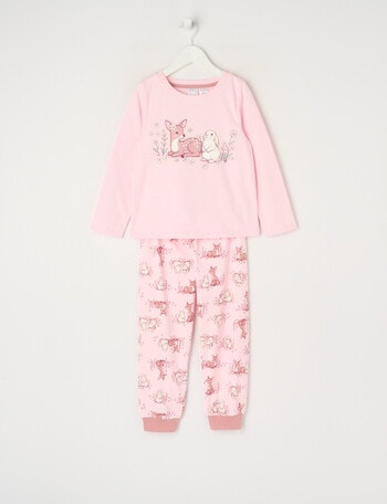 Sleep Mode Fawn & Friend Knit Long PJ Set, Pink Sorbet, 2-8 product photo