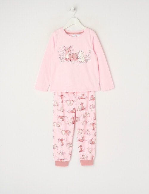 Sleep Mode Fawn & Friend Knit Long PJ Set, Pink Sorbet, 2-8 product photo