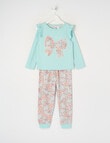 Sleep Mode Berry Bow Floral Knit Long PJ Set, Fresh Mint, 2-8 product photo