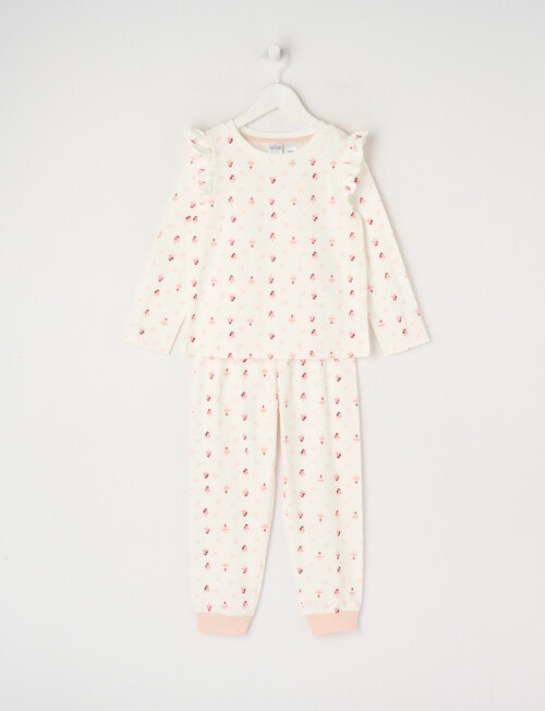 Sleep Mode Ballet Bow Knit Long PJ Set, Vanilla, 2-8 product photo