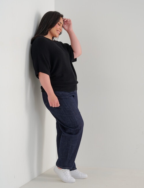 North South Curve Merino Blend Crew Neck Top, Black product photo View 03 L