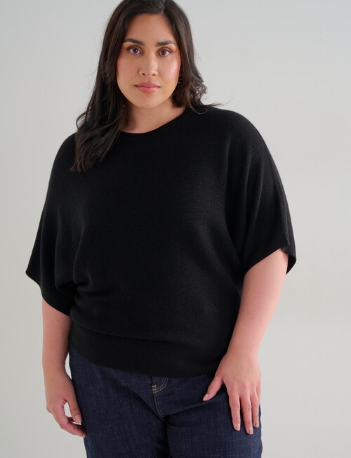 North South Curve Merino Blend Crew Neck Top, Black product photo View 05 L