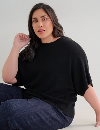 North South Curve Merino Blend Crew Neck Top, Black product photo