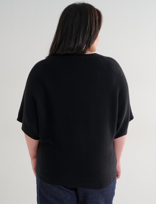 North South Curve Merino Blend Crew Neck Top, Black product photo View 02 L