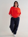 North South Curve Merino Blend Crew Neck Top, Flame product photo View 03 S
