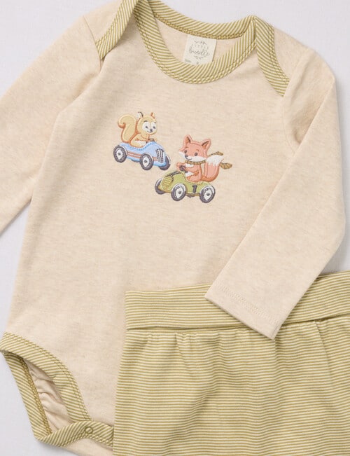 Little Bundle Little Bear Sleep Set, 3-Piece, Green & Cream product photo View 03 L