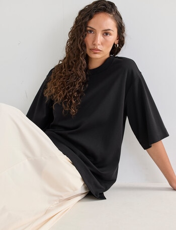 Mineral Boxy Oversize Short Sleeve Tee, Black product photo